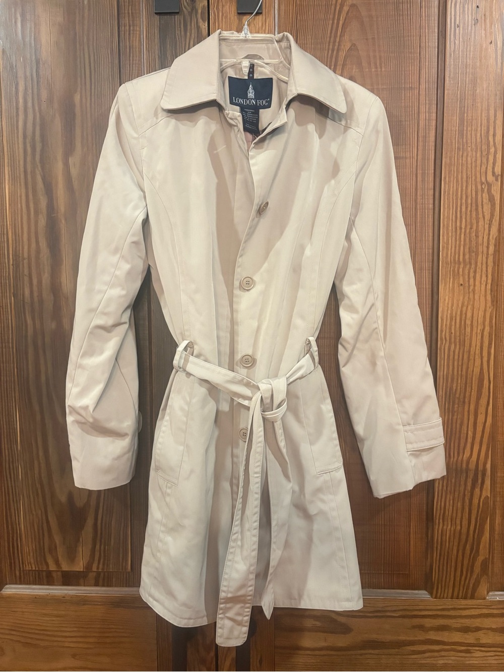 London Fog Cream Belted Trench Coat